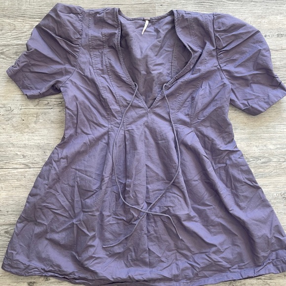 Free People Dresses & Skirts - Purple Free People V Neck Puff Sleeve Mini Dress